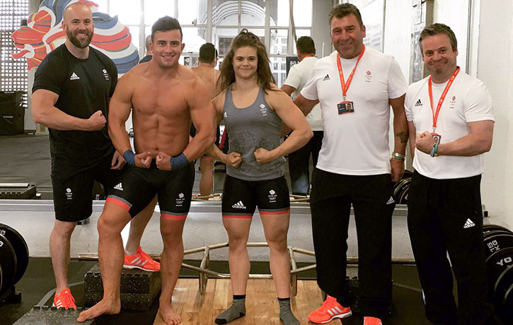 Sonny with fellow champ Rebekah Tiler at Team GB training facility