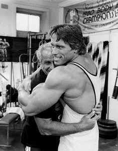 Arnold with Golds Gym founder Joe Gold