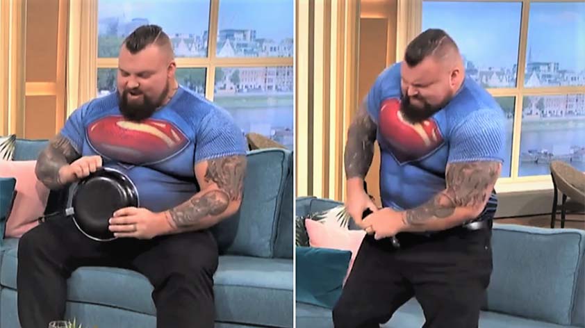 Worlds Strongest Man Folds a Frying Pan on National TV Keep Fit Kingdom 842x472
