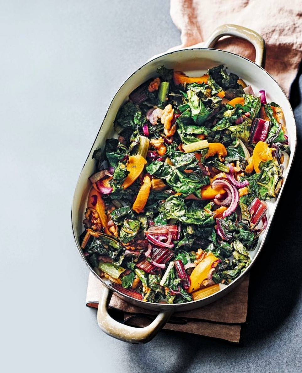 The Doctor’s Kitchen -Baked Rainbow Chard With Apricots & Walnuts