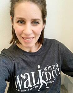 Laura rocking her Walk with a Doc campaign t shirt