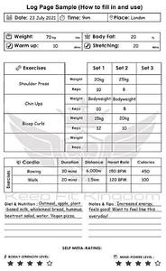 Training log book sample page
