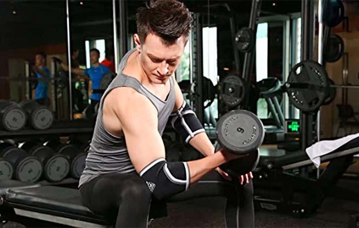 Training using the Nordic Lifting elbow compression sleeves