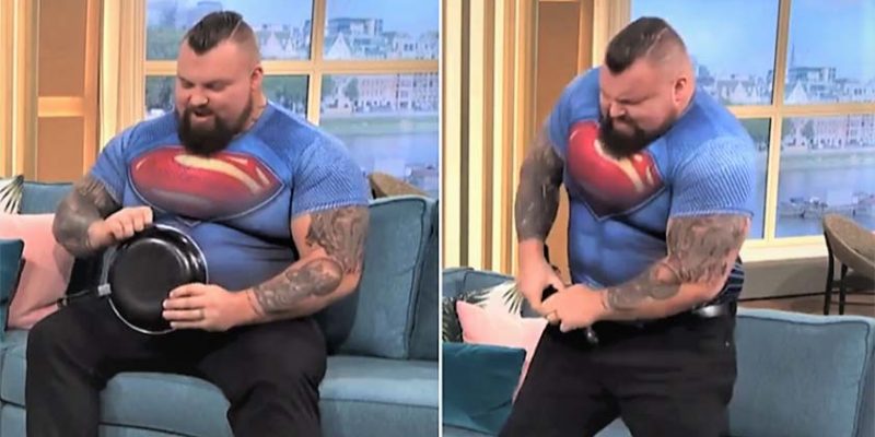 World’s Strongest Man Folds a Frying Pan on National TV!